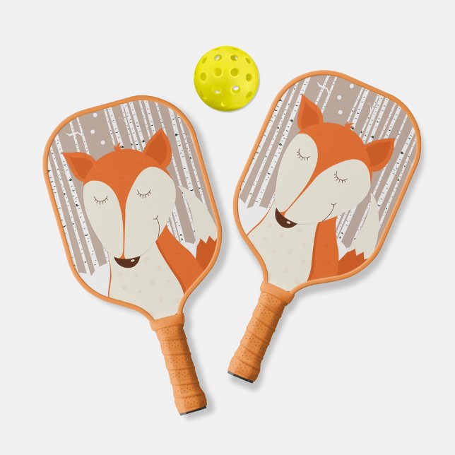 Niedliche Rotfuchs-Waldbäume Pickleball Schläger (Red Fox Pickleball Paddles)