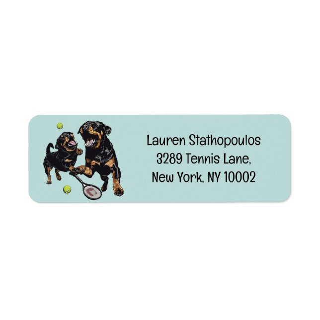 Niedliche Rottweiler Hunde Tennis spielen (Vorne)