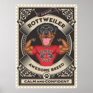Niedliche Rottweiler-Muskeln Poster