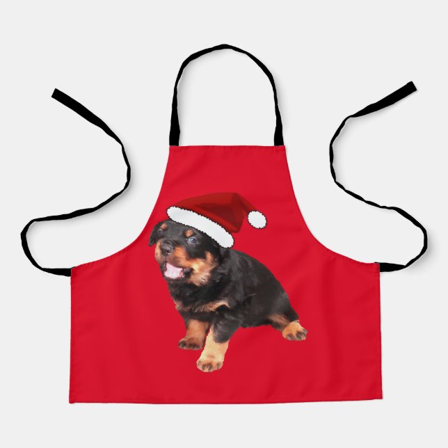 Niedliche Rottweiler-Weihnachtsmannmütze für Welpe Schürze (Vorderseite)