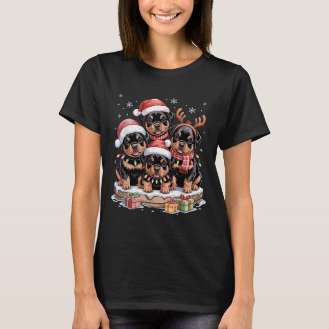 Niedliche Rottweiler Weihnachtspuppen Dog Liebhabe T-Shirt (Vorderseite)