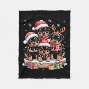 Niedliche Rottweiler Weihnachtswelpen Hunde Liebha Fleecedecke