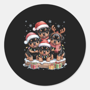 Niedliche Rottweiler Weihnachtswelpen Hunde Liebha Runder Aufkleber