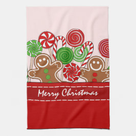 Niedliche Rotweihnachtskuchen Geschirrtuch