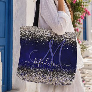 Niedliche Royal Blue Silver Imitate Glitzer Monogr
