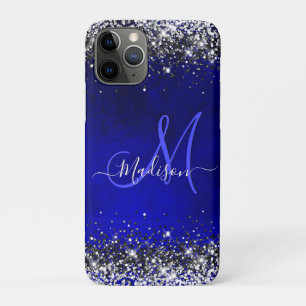 Niedliche Royal Blue Silver Imitate Glitzer Monogr Case-Mate iPhone Hülle