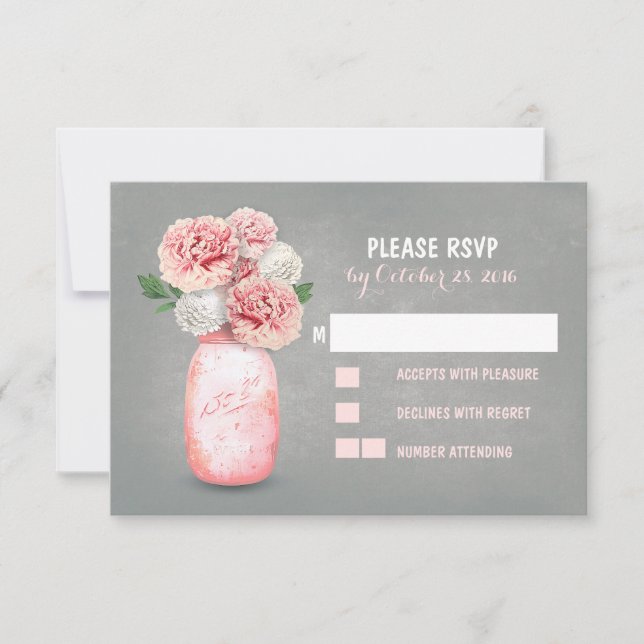 Niedliche RSVP-Hochzeitkarten für gemalte Mason Ja RSVP Karte (Vorderseite)
