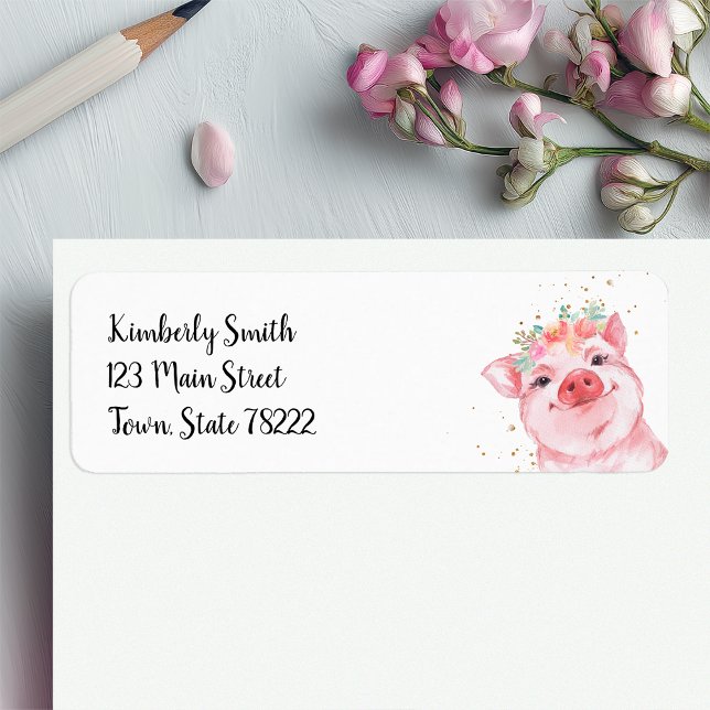 Niedliche Rücksendeadresse (Cute Pig Return Address Sticker)