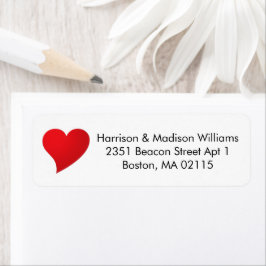 Niedliche Rücksendeadresse des roten Herzens