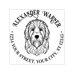 Niedliche Rücksendeadresse für Schafhunde Permastempel