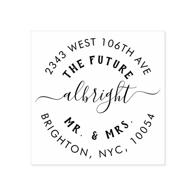 Niedliche Rücksendeadresse von Mr. & Mrs. Wedding Gummistempel (Prägung)