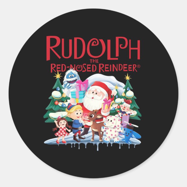 Niedliche Rudolph The Red Nosed Rentier Christmas  Runder Aufkleber (Vorderseite)