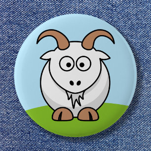 Niedliche runde Cartoon-Saanenziege Button