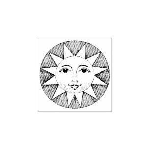 Niedliche runde lächelnde Sonne Mini-Kunst Gummistempel