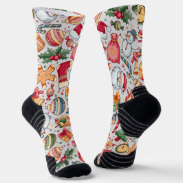 Niedliche rustikale Aquarellbilder Weihnachtsgesch Socken