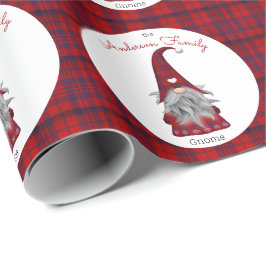 Niedliche rustikale Familienname Weihnachtsgenom Geschenkpapier