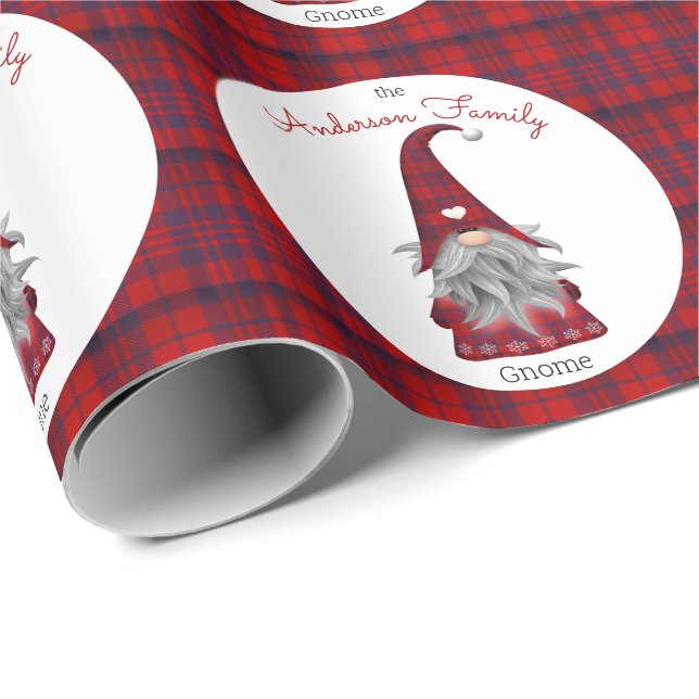 Niedliche rustikale Familienname Weihnachtsgenom Geschenkpapier (Rolleneckpunkt)