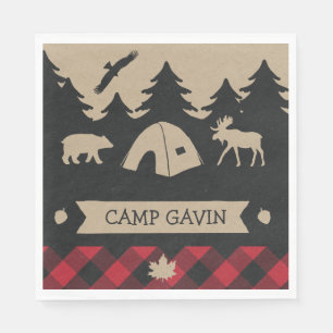 Niedliche Rustikale Flannel Camping Geburtstagspar Serviette