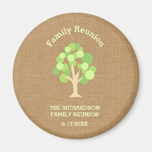 Niedliche Rustikale Green Tree and Burlap Family W Magnet
