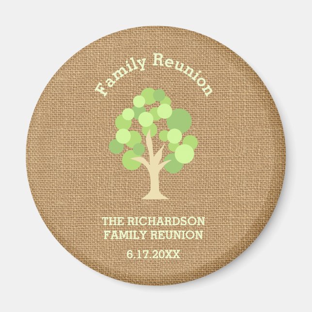 Niedliche Rustikale Green Tree and Burlap Family W Magnet (Vorne)