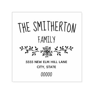 Niedliche Rustikale Handschrift, Blumenfamilie Permastempel