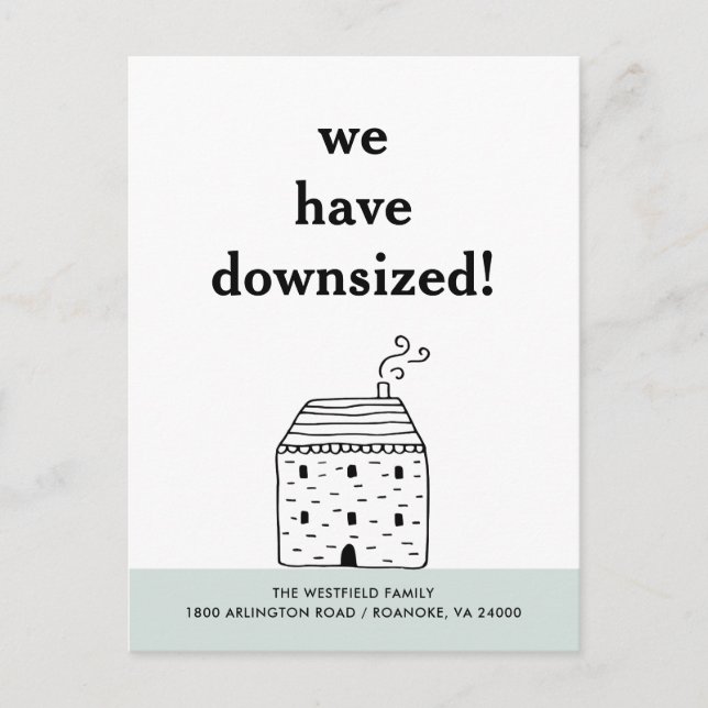 Niedliche rustikale Hütte reduziert neue Zuhause-M Ankündigungspostkarte (Vorderseite)