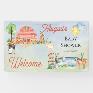 Niedliche Rustikale Landtiere Barnyard Babydusche Banner