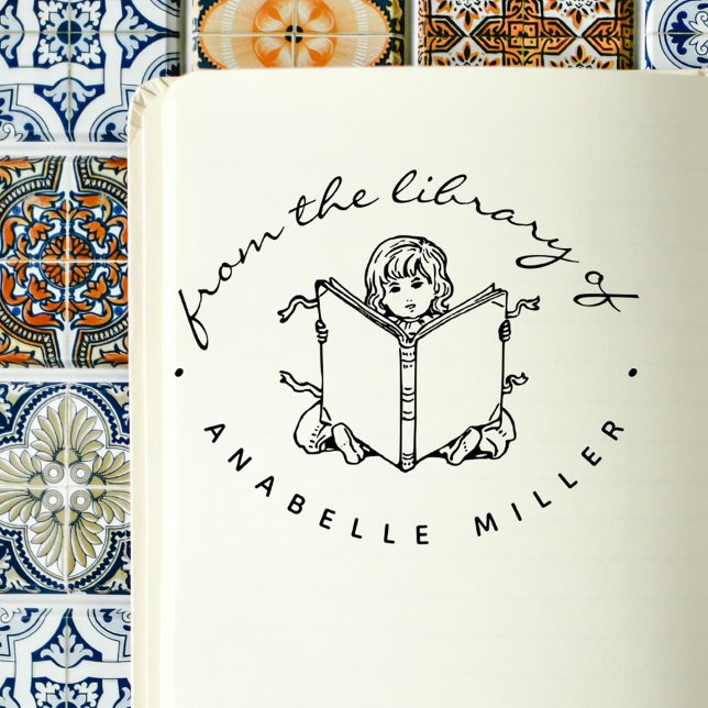 Niedliche rustikale Lesedokumente für Kinderbiblio Gummistempel (Von Creator hochgeladen)