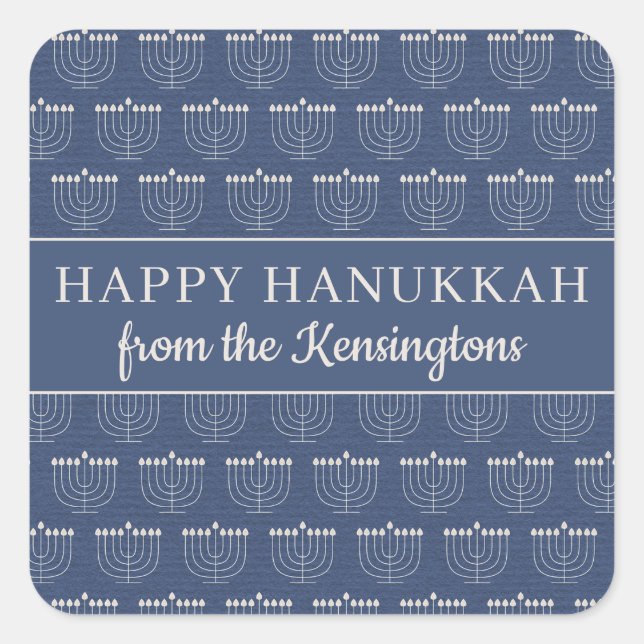 Niedliche Rustikale Menorah Hanukkah Holiday Quadratischer Aufkleber (Vorderseite)