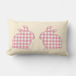 Niedliche rustikale OsterBunnies Pink Gingham Kari Lendenkissen