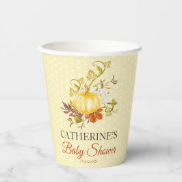 Niedliche rustikale Pumpkin Polka Dot Baby Dusche Pappbecher