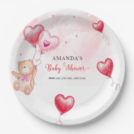 Niedliche Rustikale Teddy Bear Herzchen Balloon Ba Pappteller