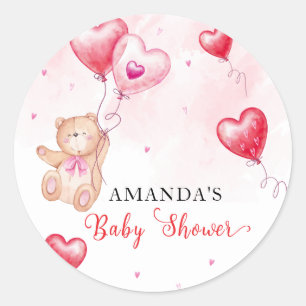 Niedliche Rustikale Teddy Bear Herzchen Balloon Ba Runder Aufkleber