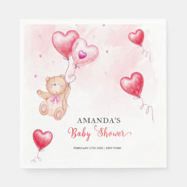 Niedliche Rustikale Teddy Bear Herzchen Balloon Ba Serviette