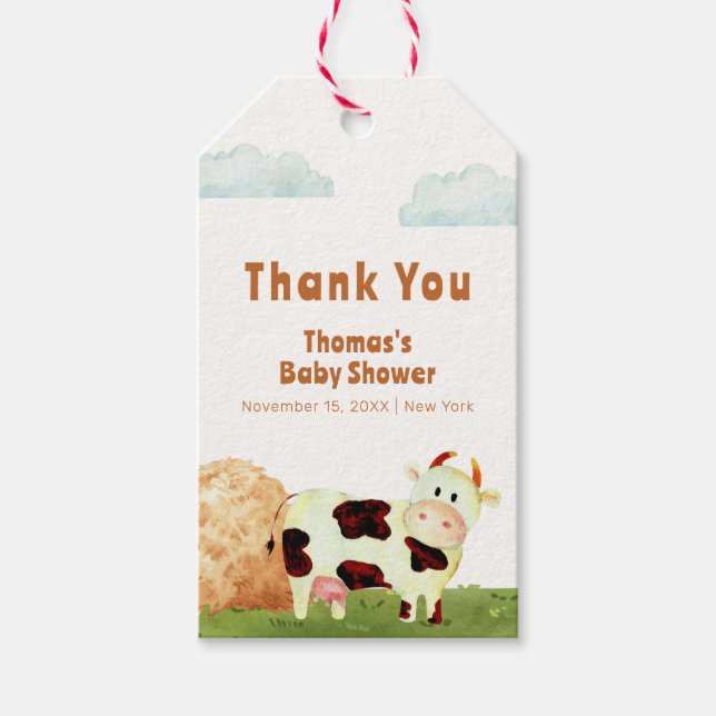 Niedliche rustikale Wasserfarbe Kinderdusche Geschenkanhänger (Vorderseite)