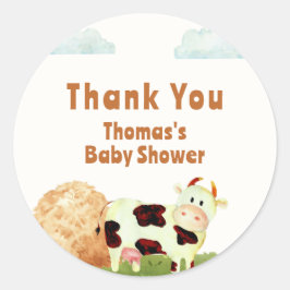 Niedliche rustikale Wasserfarbe Kinderdusche Runder Aufkleber