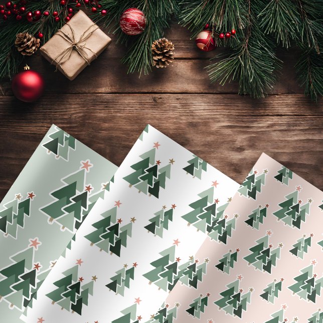 Niedliche rustikale Weihnachtsbaumen Geschenkpapier Set (Cute Rustic Christmas Trees Wrapping Paper Sheets)