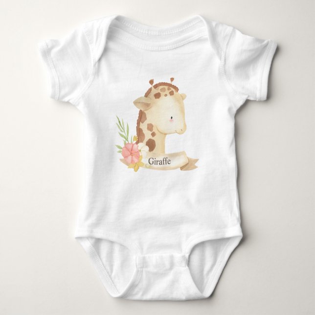 Niedliche Safari Animal Baby Giraffe  Baby Strampler (Vorderseite)