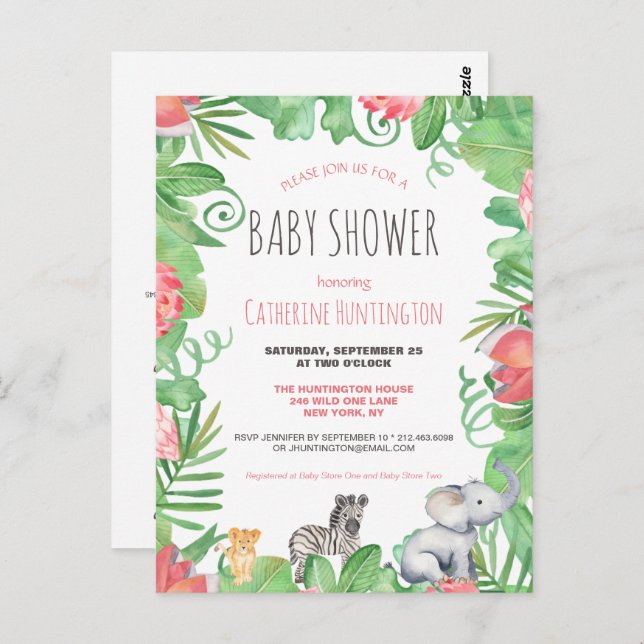 Niedliche Safari Animal Baby Shooting Books for Ba Postkarte (Vorne/Hinten)