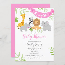 Niedliche Safari Animals Baby Dusche Mädchen Einla Einladung