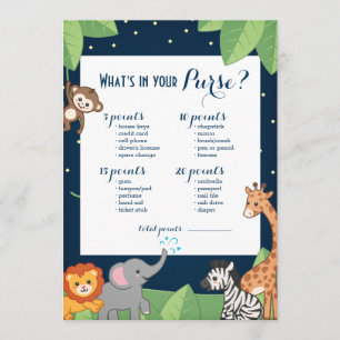 Niedliche Safari Animals Baby Shower Purer Spielka Einladung