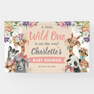 Niedliche Safari Animals Wild One Girl Baby Dusche Banner