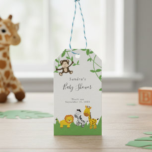 Niedliche Safari Baby Dusche Hintergrund Jungle An Geschenkanhänger