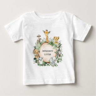 Niedliche Safari-Dschungel Wilde Tiere Grüne Blä Baby T-shirt