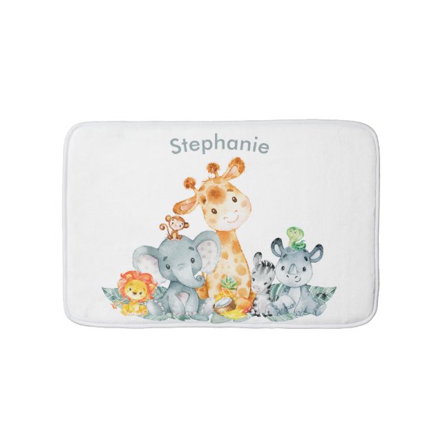 Niedliche Safari-Dschungeltiere Badematte (Vorderseite)