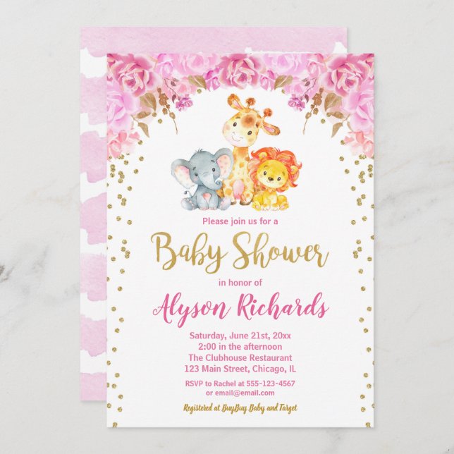 Niedliche Safari Einladung (Vorne/Hinten)