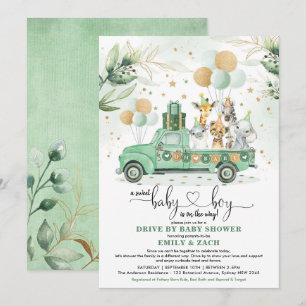 Niedliche Safari-Fahrt durch Kinderdusche Einladung