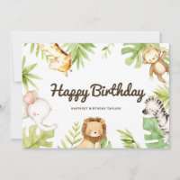 Niedliche Safari Freunde Tropischer Geburtstag