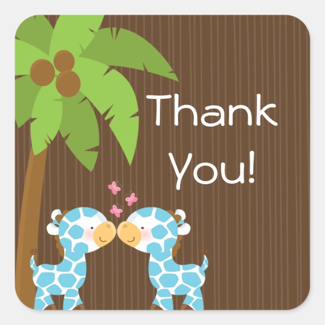 Niedliche Safari Giraffen mit mehreren Babyduschkl Quadratischer Aufkleber (Vorderseite)