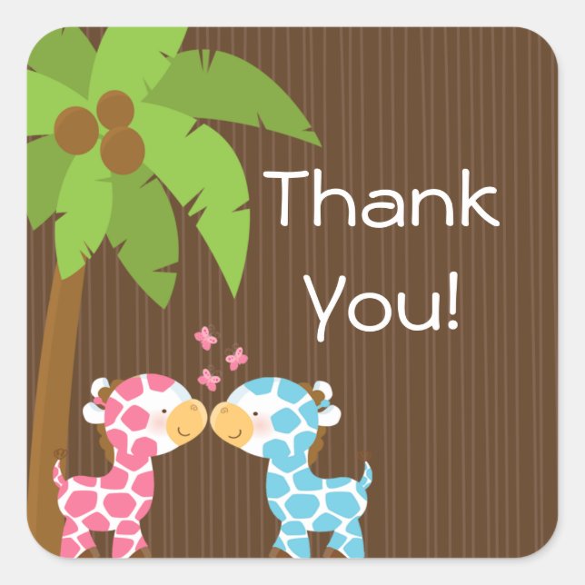 Niedliche Safari Giraffen mit mehreren Babyduschkl Quadratischer Aufkleber (Vorderseite)